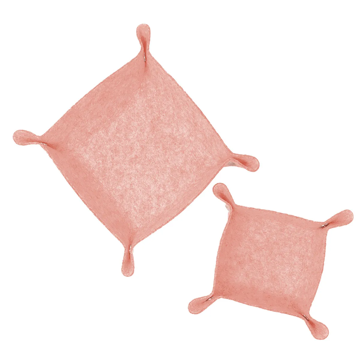 Felt Catchall Storage Tray Boxes (set of 2) - Pink