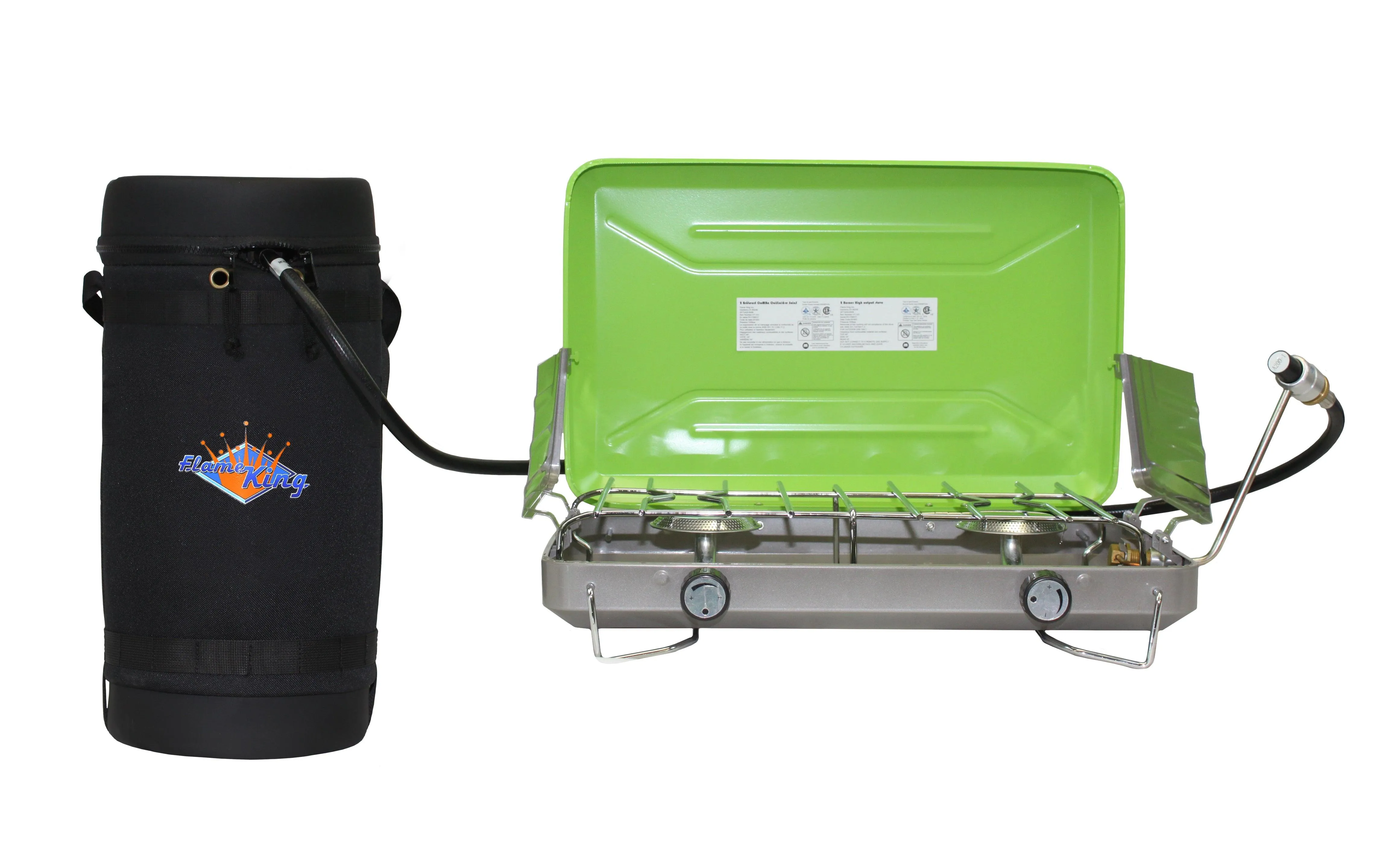 Flame King Propane Gas Hauler Kit-Insulated Protective Carry Case for 10lb Propane Tank plus Adapter Hose