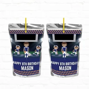 Football Party Personalized Juice Pouch Labels|Printable File