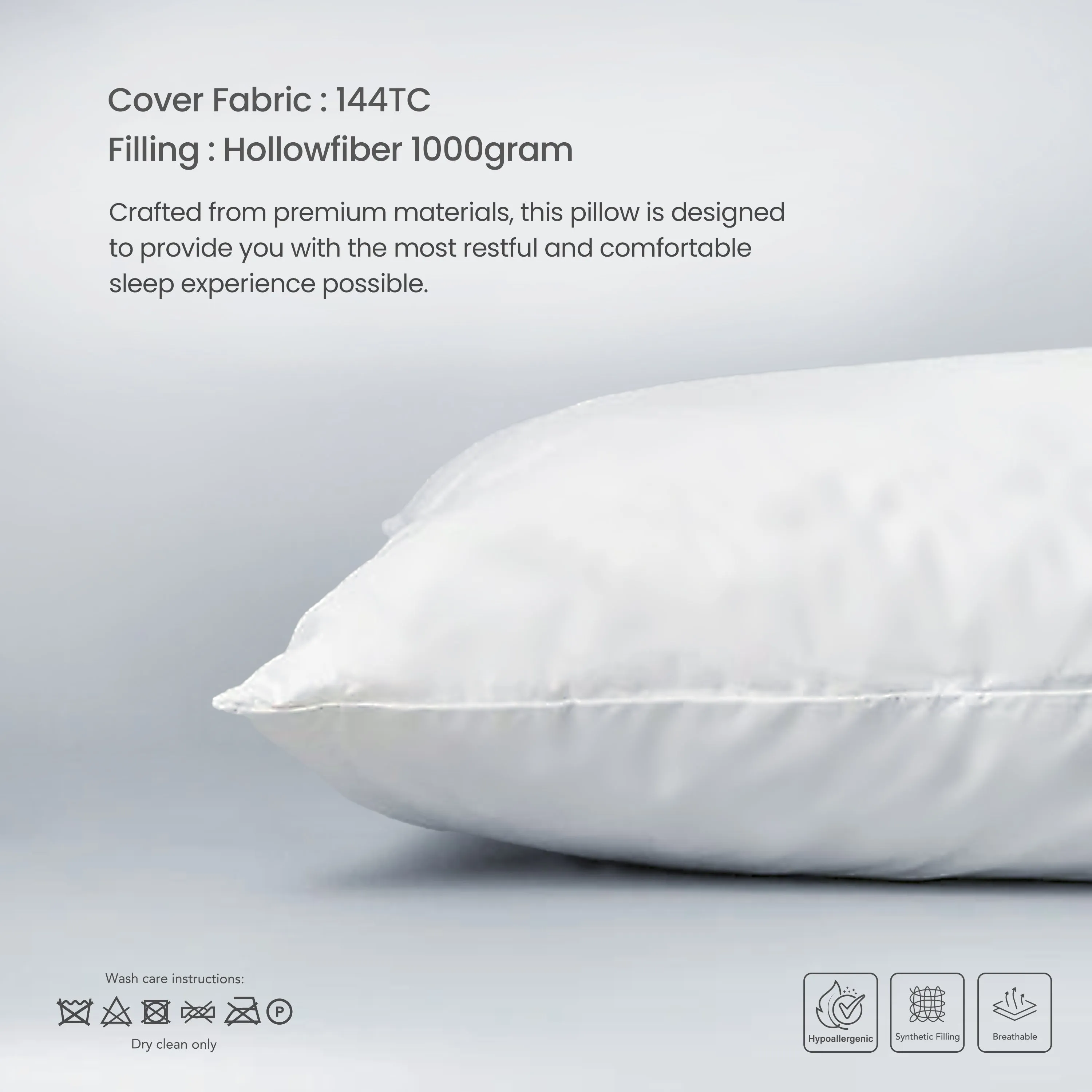 Four Seasons Side Sleeper Light Weight Medium Firm Pillow Pack of 2 50x75cm 1200g