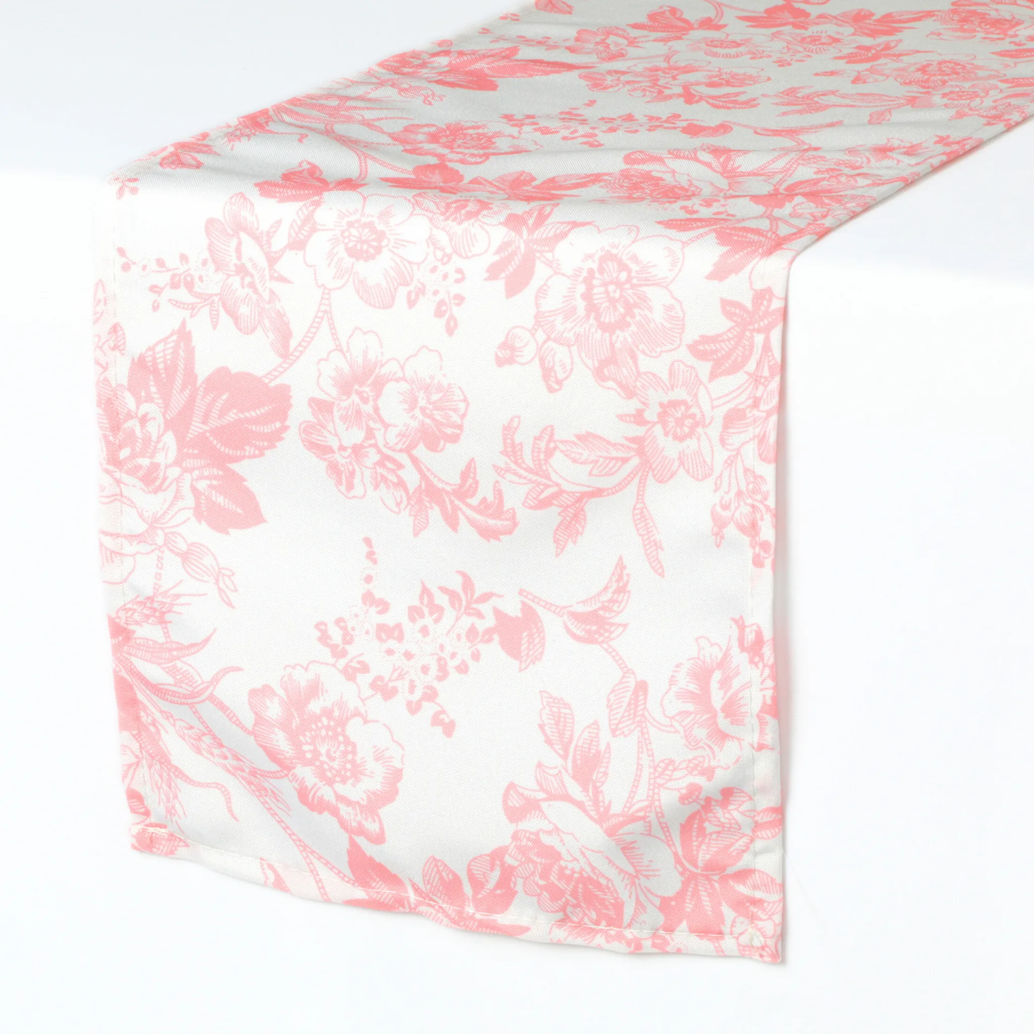 French Toile Table Runner - Coral