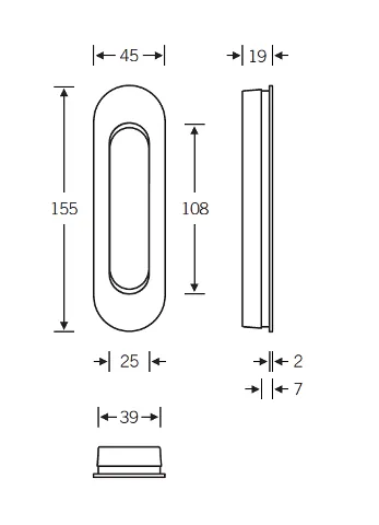 FSB Oval Flush Pull - Open