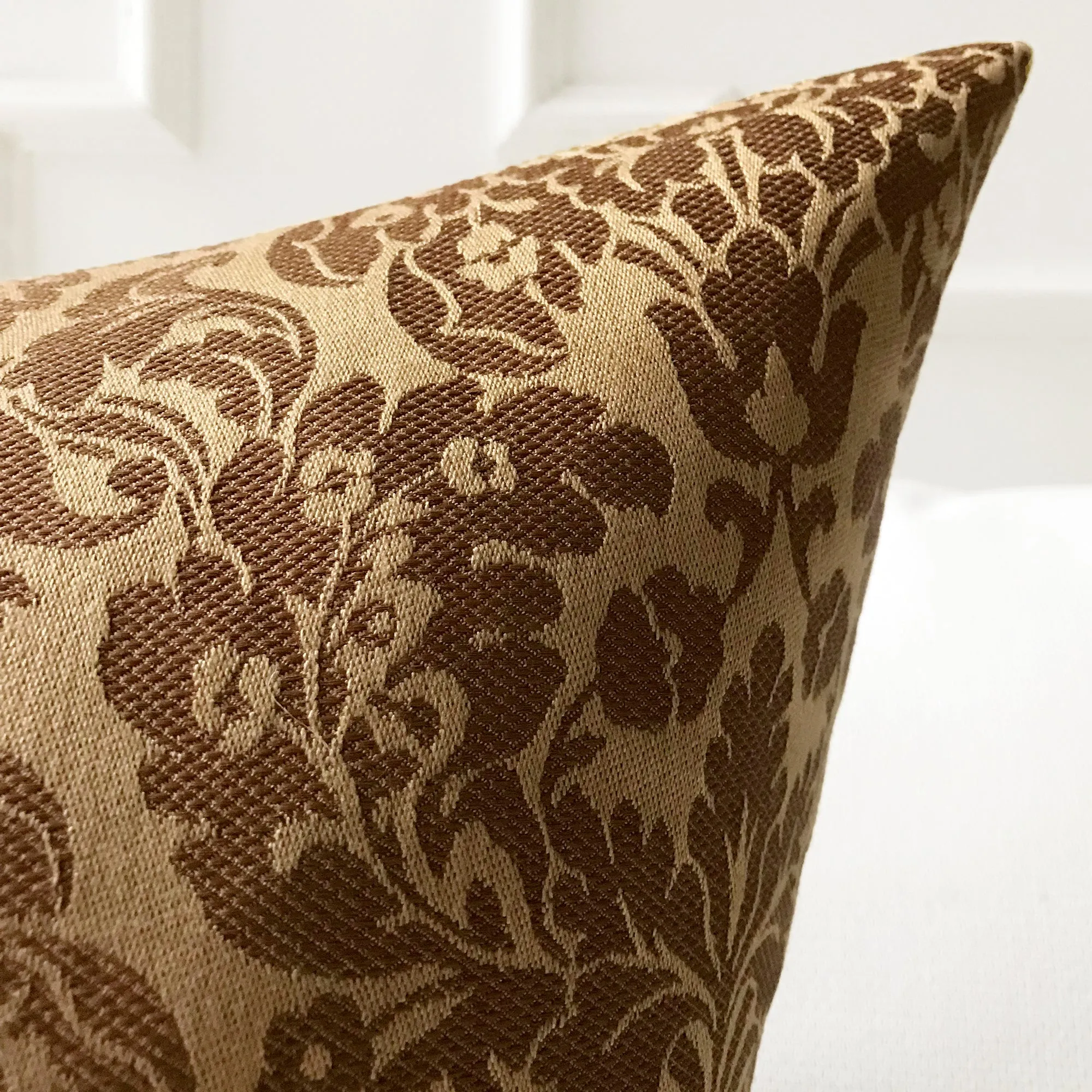 Gold Damask Traditional Throw Pillow Cover 24x24