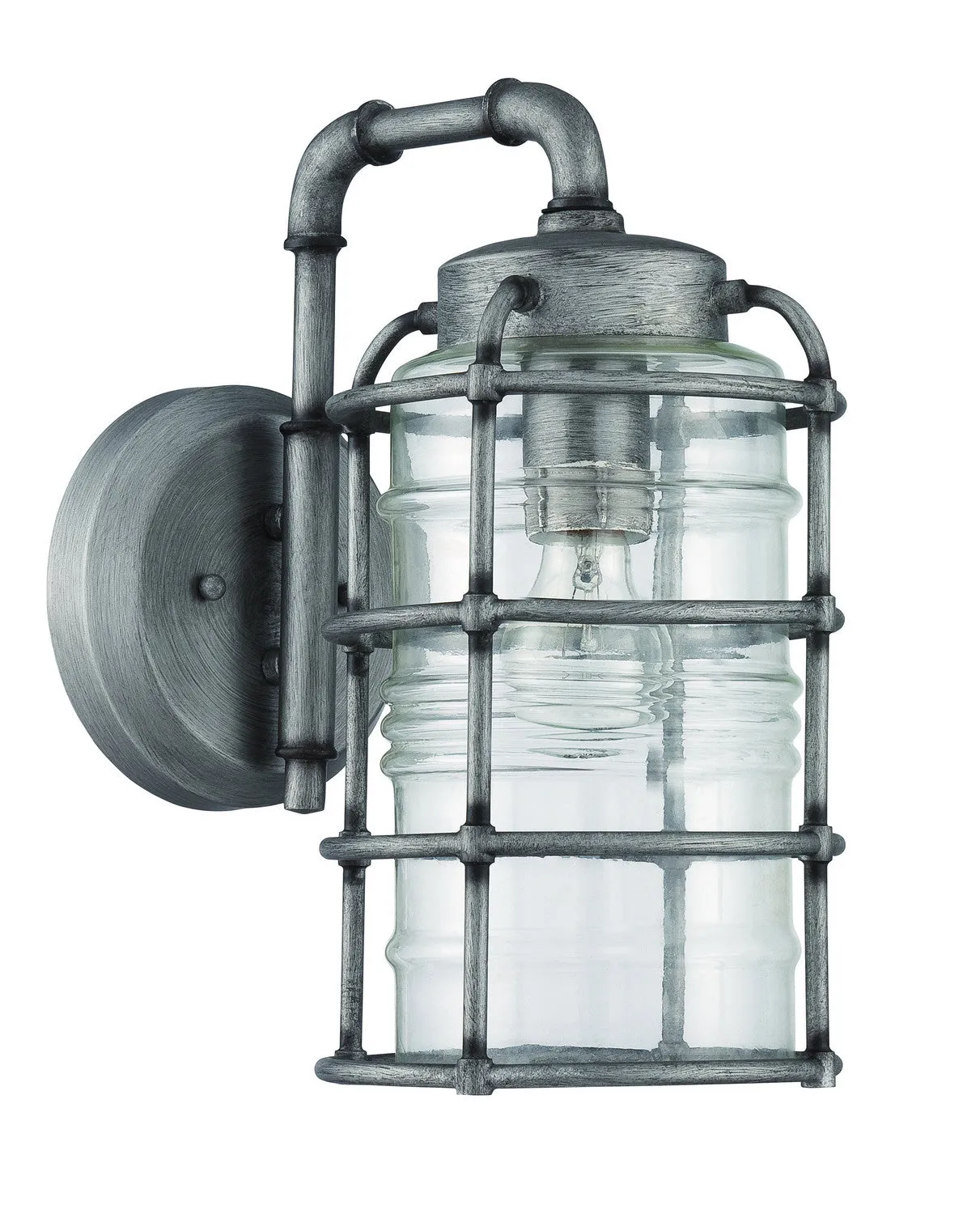 Hadley 1-Light Wall Lantern in Aged Galvanized