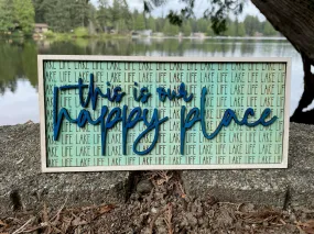 Happy Place Bundle of Cutout Words, w/ frame, SVG File FIVE files