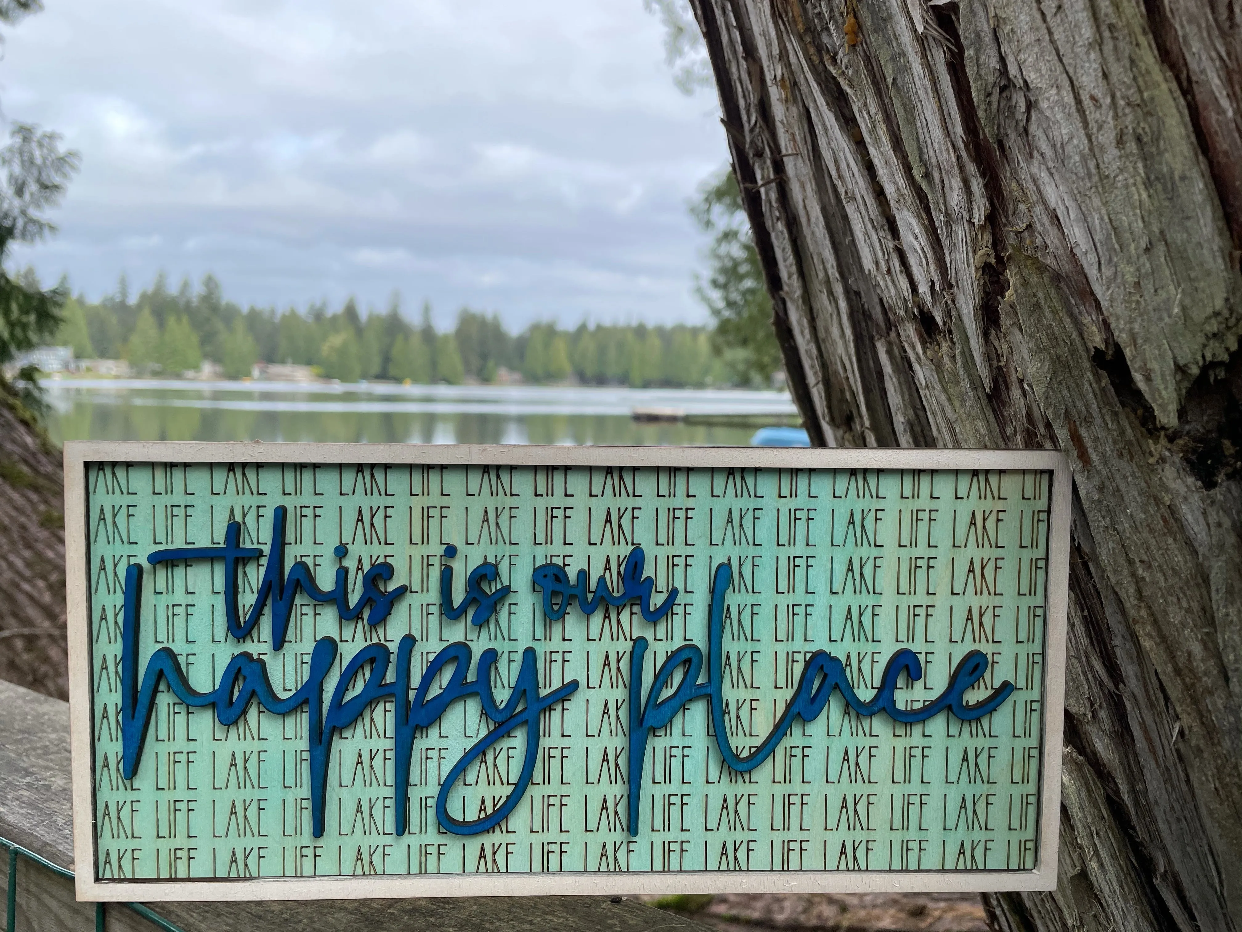 Happy Place Bundle of Cutout Words, w/ frame, SVG File FIVE files