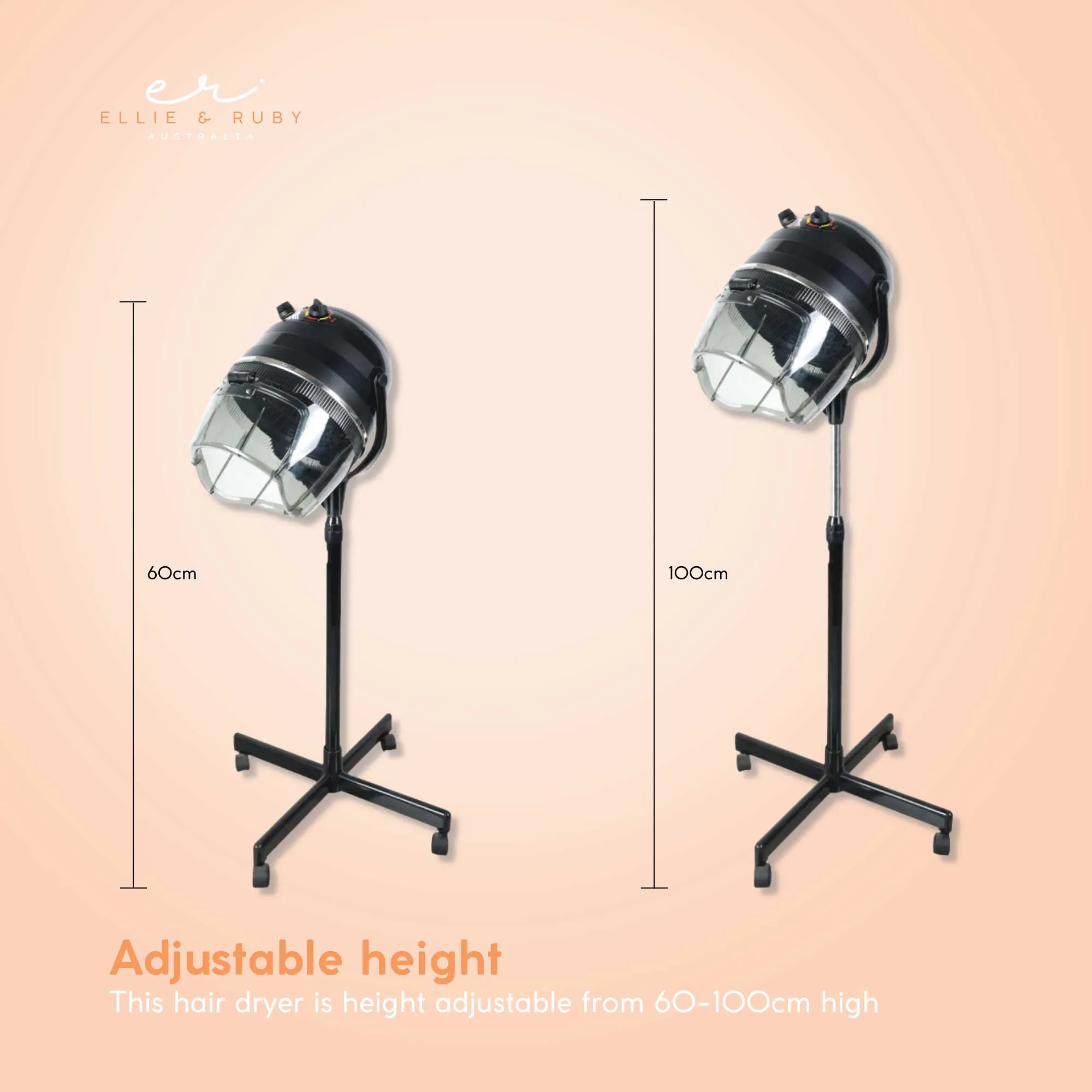 Height Adjustable Free Standing Salon Hair Dryer with Timer