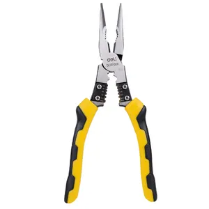 Homdum 7 in 1 Long Nose Plier Deli 9 inch Multi Function Wire Stripper Cable Cutter Terminal Crimping Electrician Pliers Size 230 mm