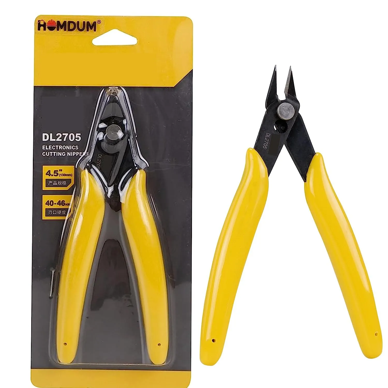 Homdum Electronic Cutting Nippers Flush Cutters Jewellery Cutting Tool Electric Wire Strippers Pliers Size 130 mm, yellow