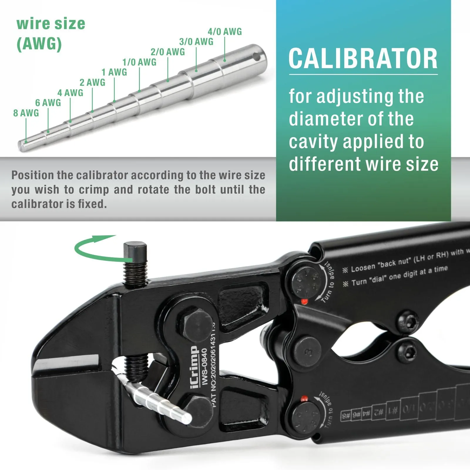 IWS-0840 Punch Type Battery Cable Crimper For AWG8-4/0 Copper and Aluminum Lugs, Battery Cable Cutter