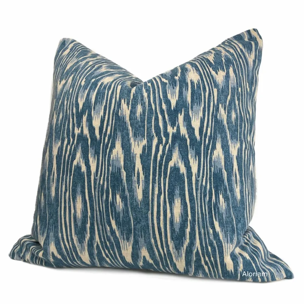 Kauri Blue Beige Faux Bois Print Pillow Cover