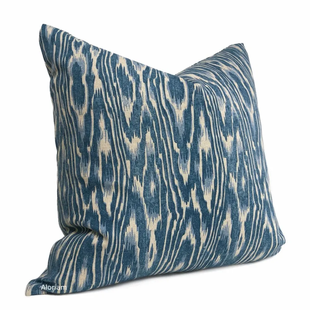 Kauri Blue Beige Faux Bois Print Pillow Cover