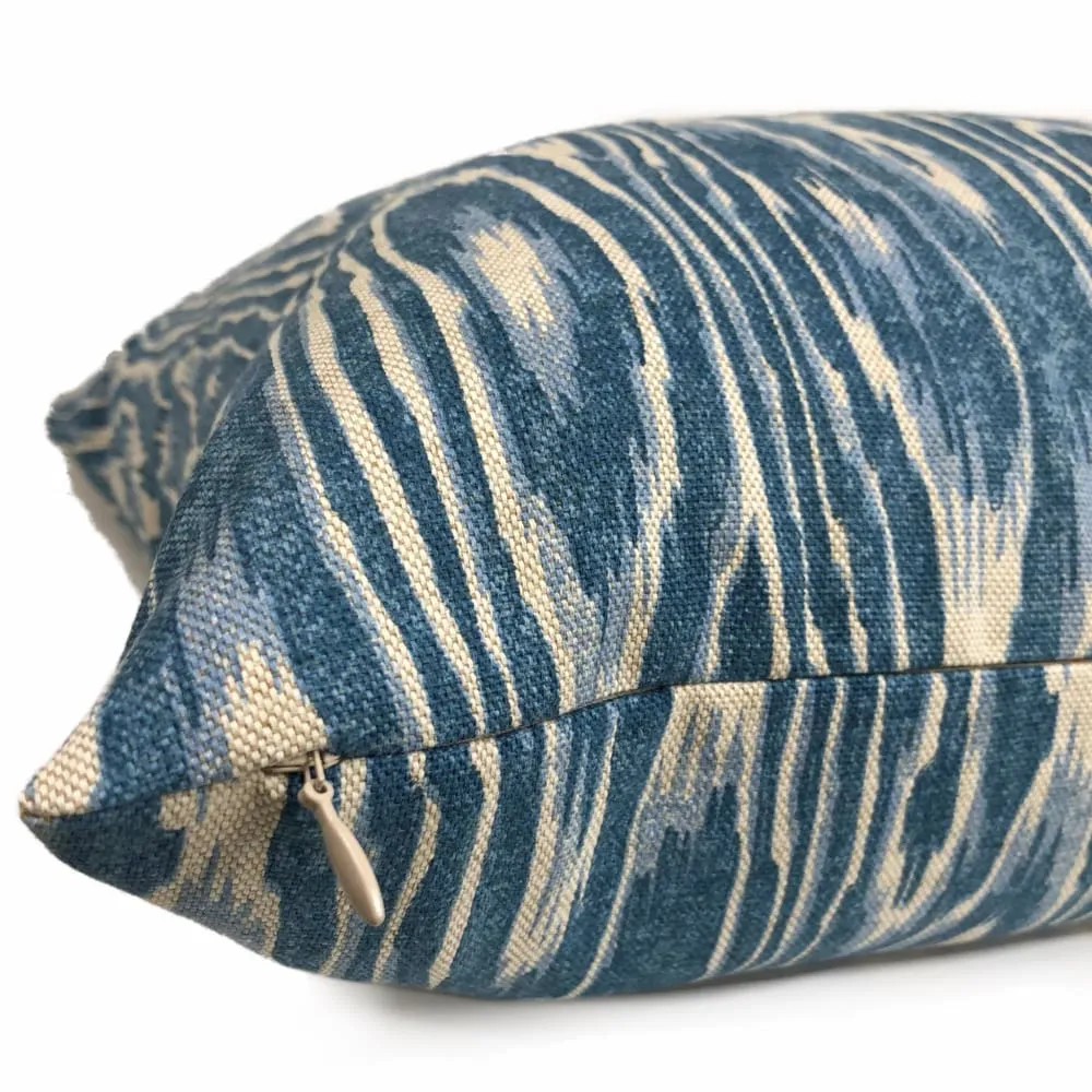 Kauri Blue Beige Faux Bois Print Pillow Cover