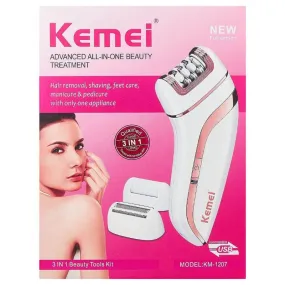 Kemei KM-1207 Epilator with extra shaving head & scraping For Women