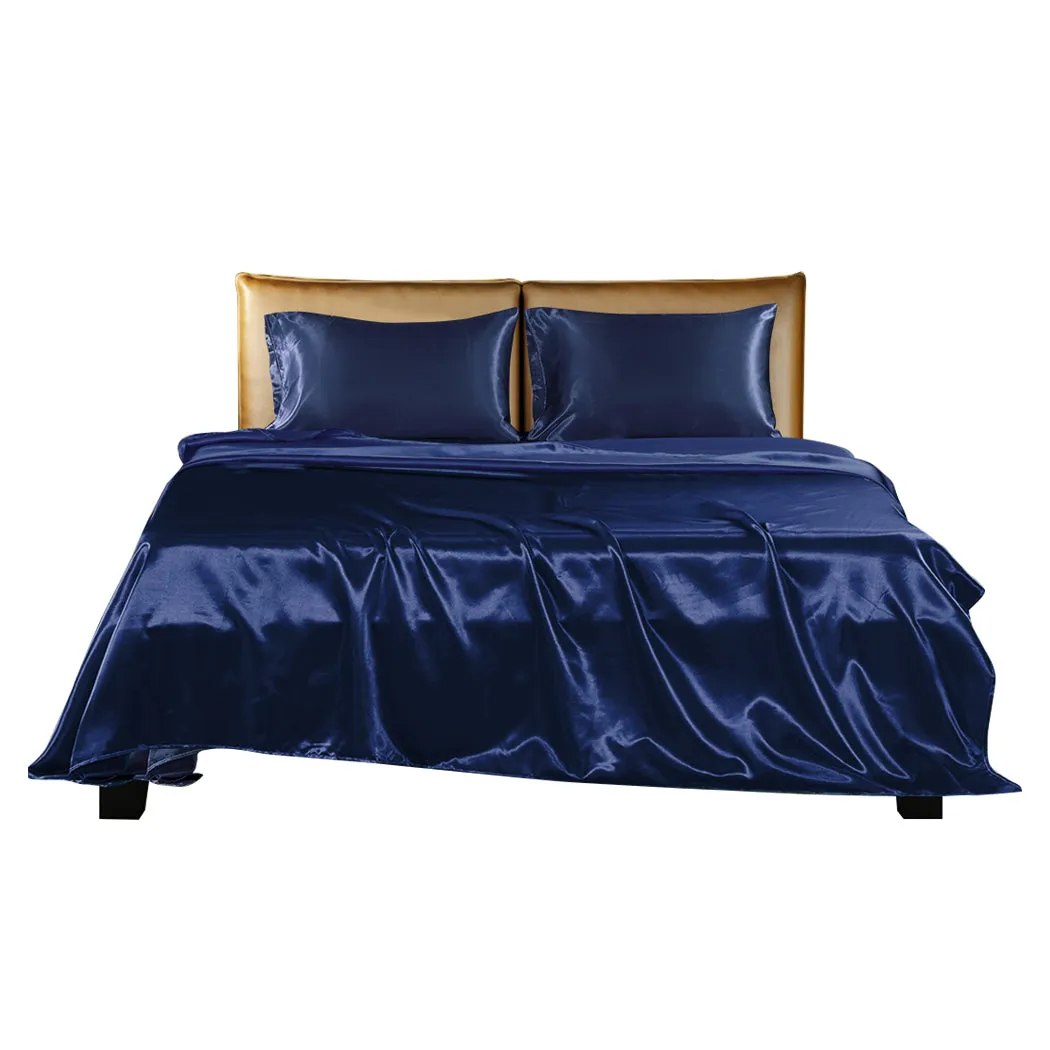 King Dreamz Silky Satin Sheets Fitted Blue