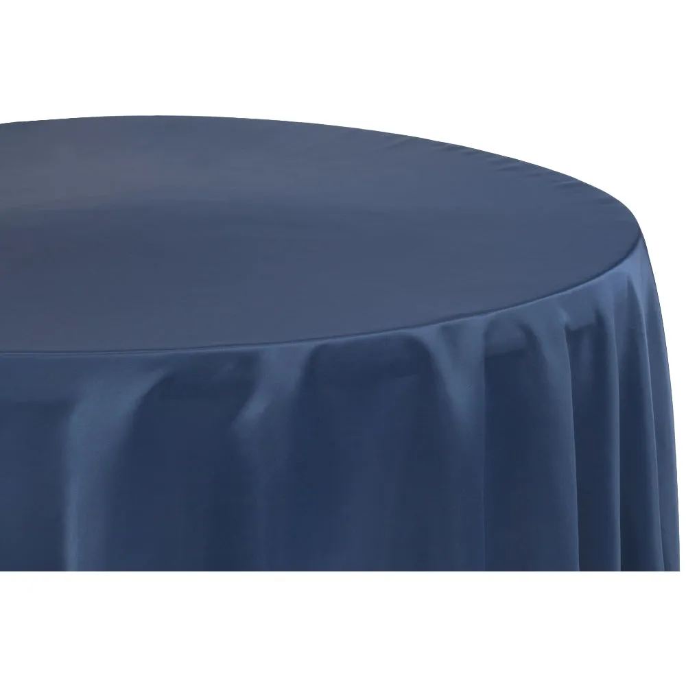 Lamour Satin 120" Round Tablecloth - Navy Blue