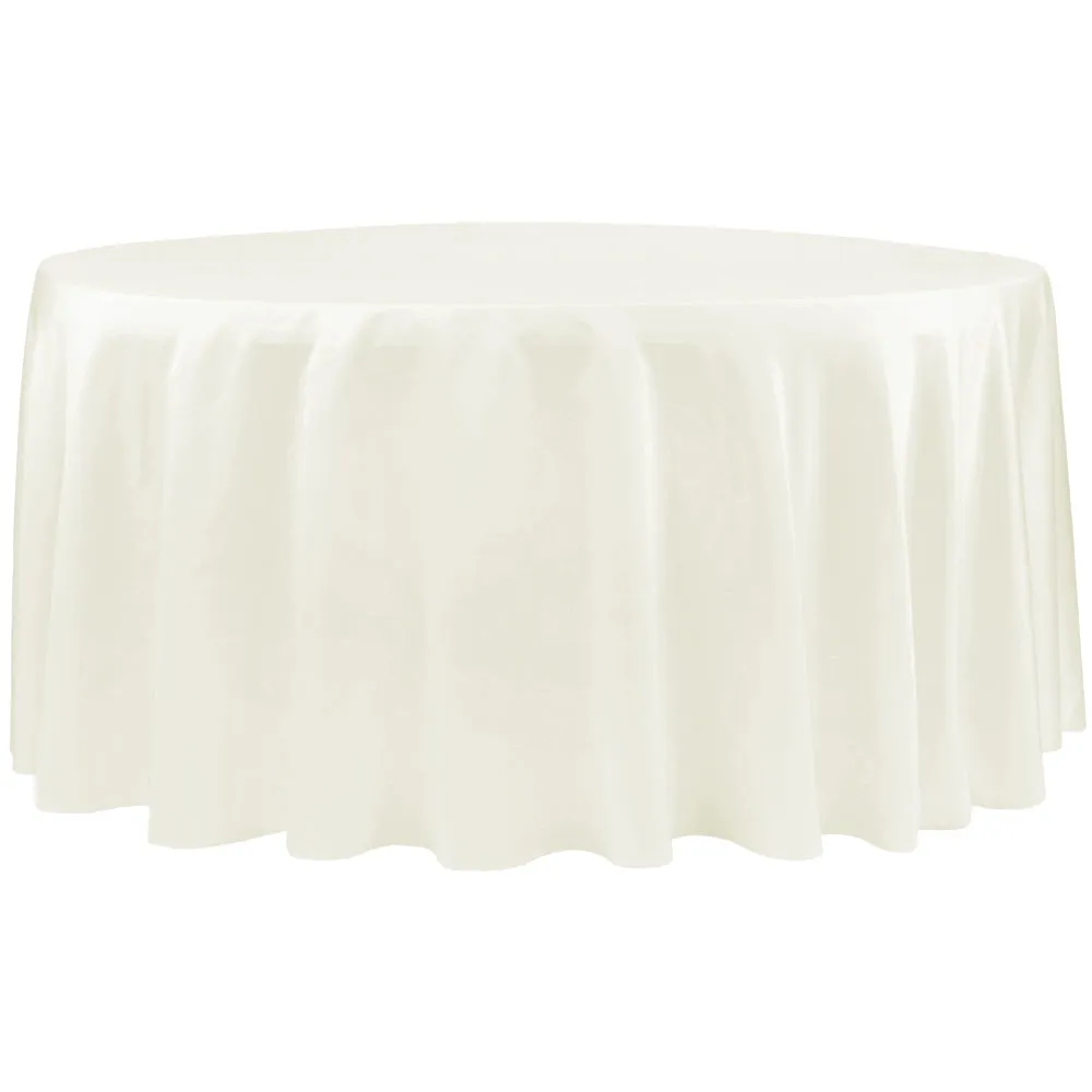 Lamour Satin 132" Round Tablecloth - Ivory