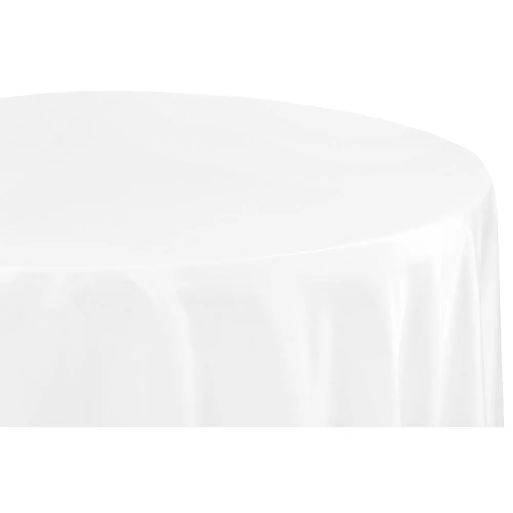 Lamour Satin 132" Round Tablecloth - White