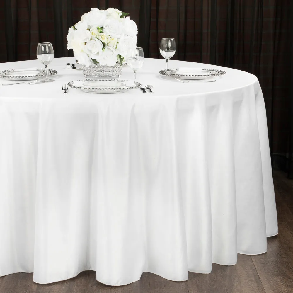 Lamour Satin 132" Round Tablecloth - White