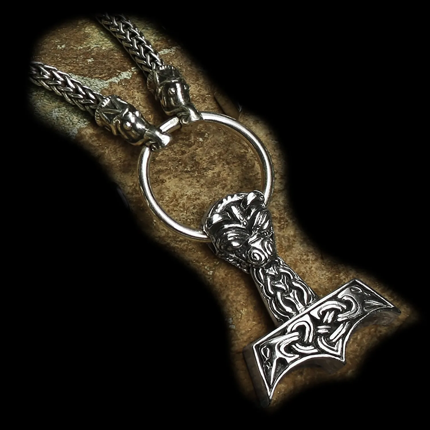 Large And Ferocious Thors Hammer Pendant