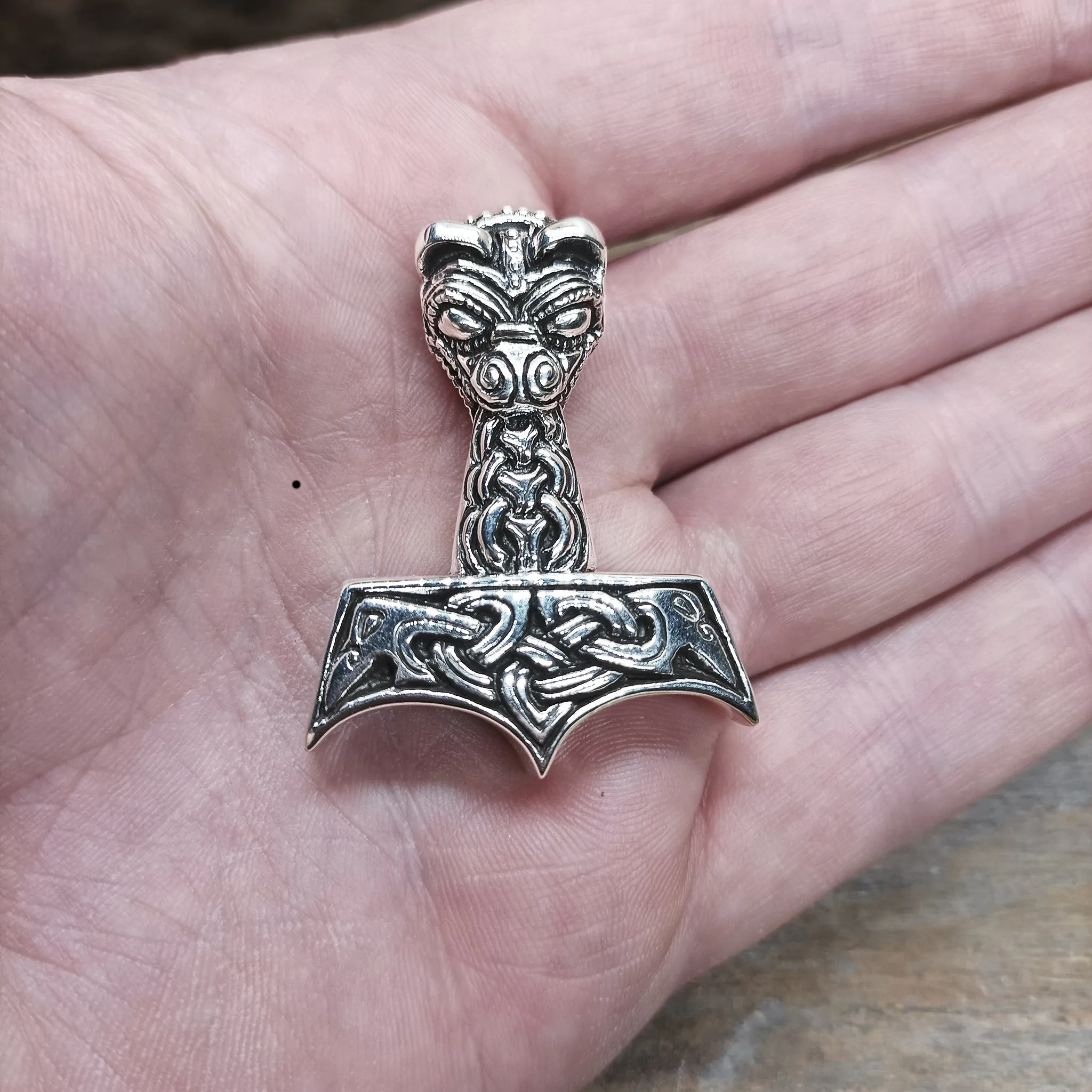 Large And Ferocious Thors Hammer Pendant