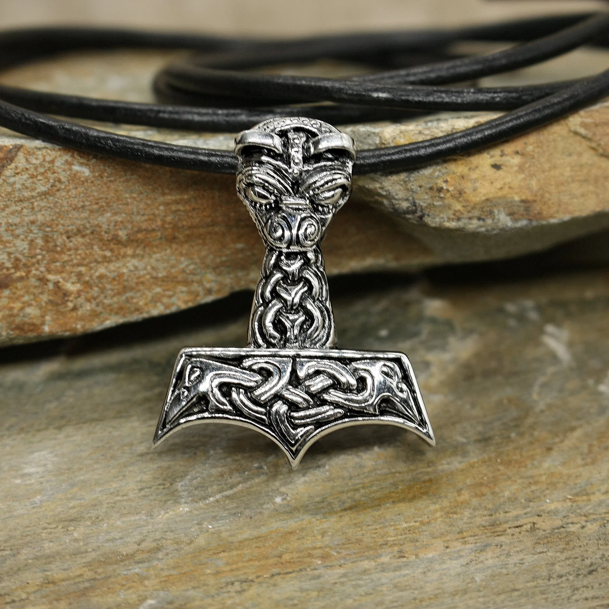 Large And Ferocious Thors Hammer Pendant