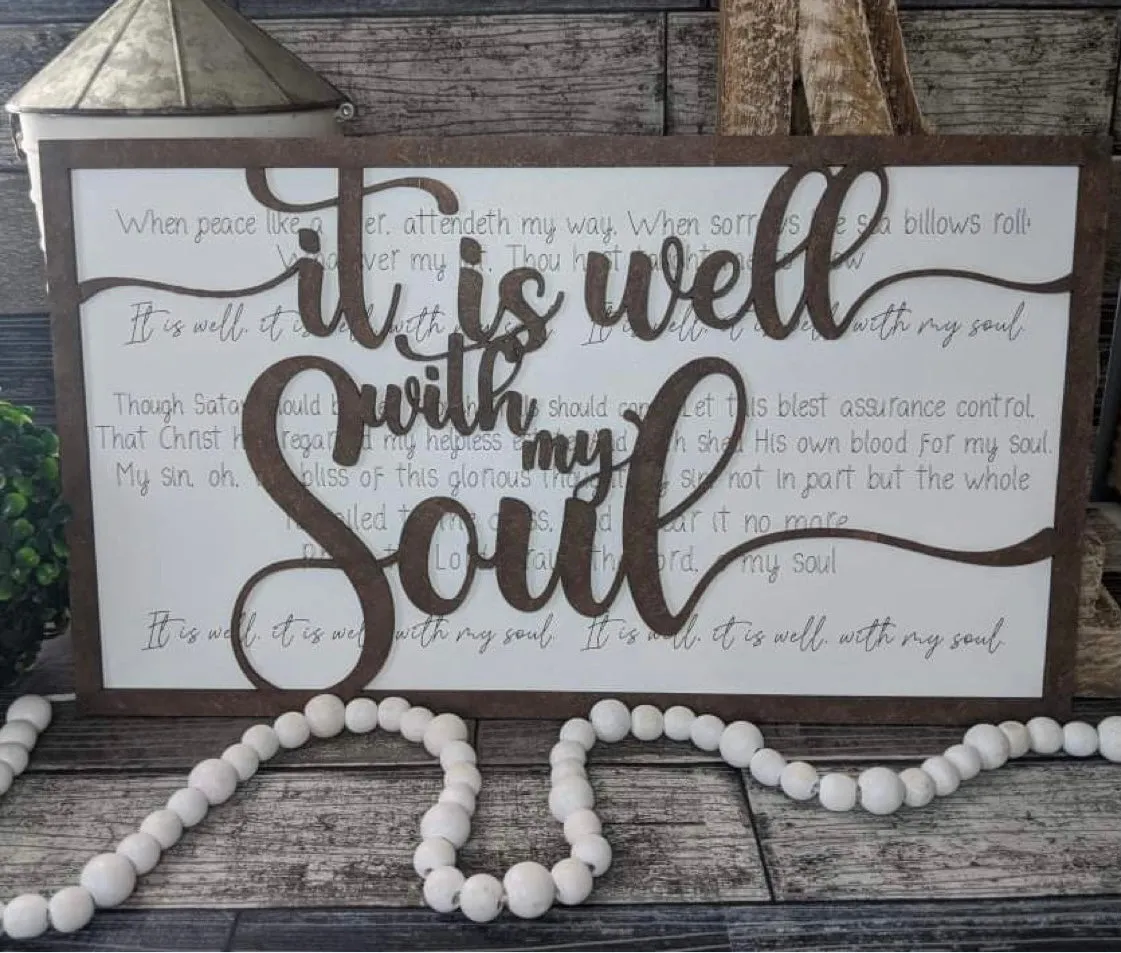 Layered Hymn: It is Well with my Soul SVG File Laser Ready Glowforge Thunder Laser