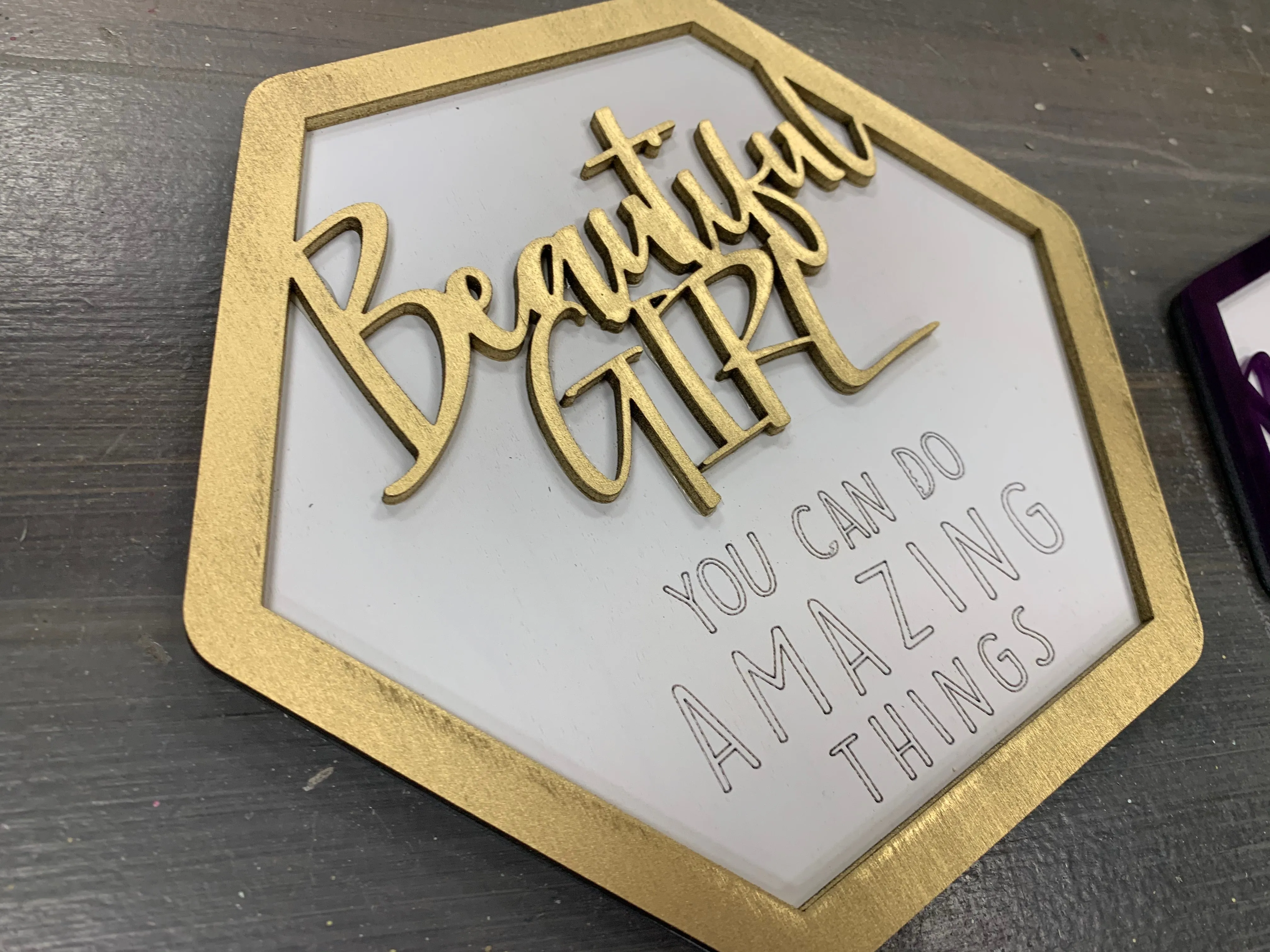 Layered Sign: Beautiful Girl You Can Do Amazing Things SVG File Laser Glowforge