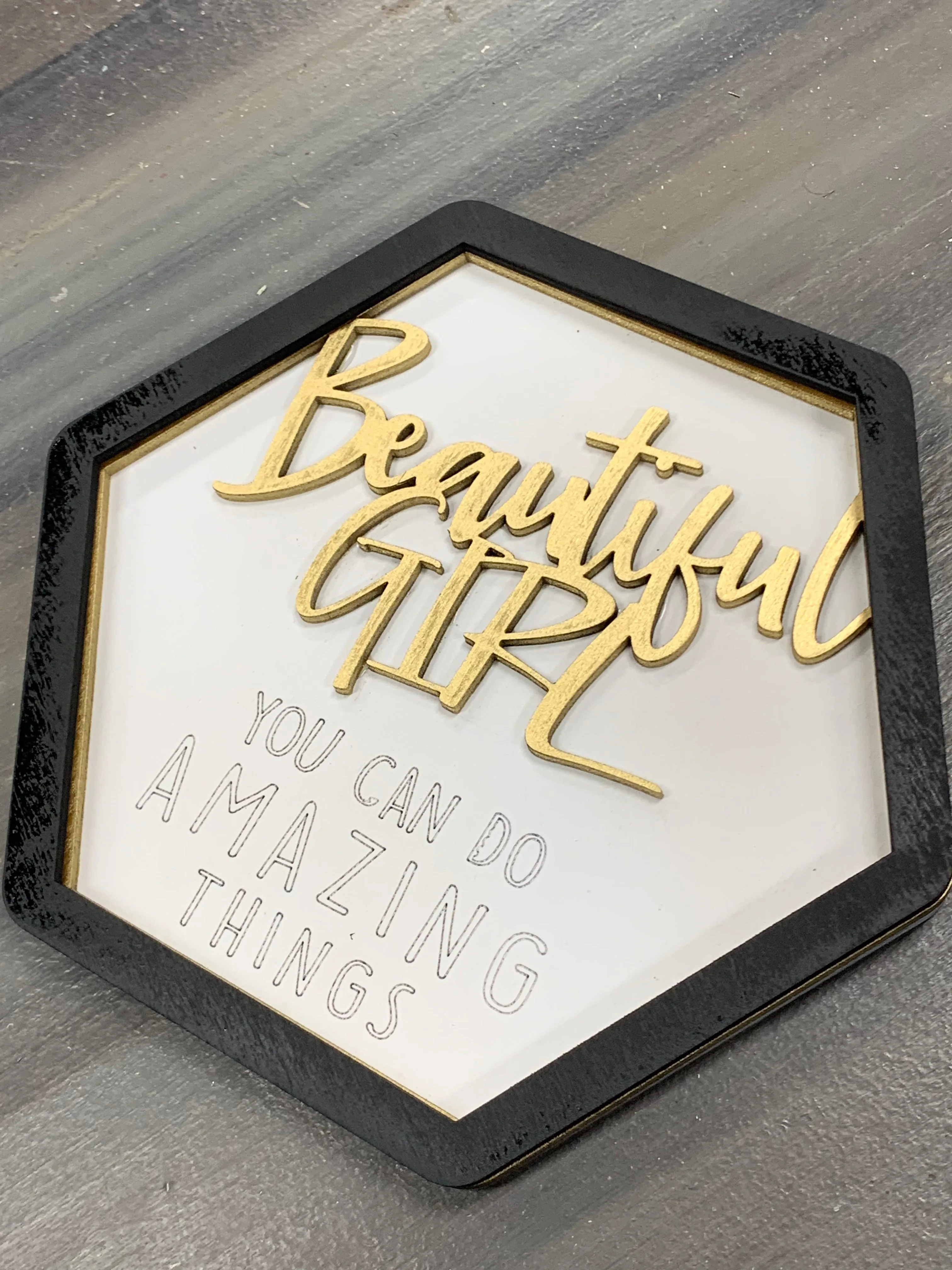 Layered Sign: Beautiful Girl You Can Do Amazing Things SVG File Laser Glowforge