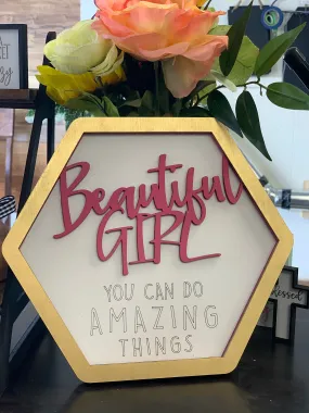 Layered Sign: Beautiful Girl You Can Do Amazing Things SVG File Laser Glowforge