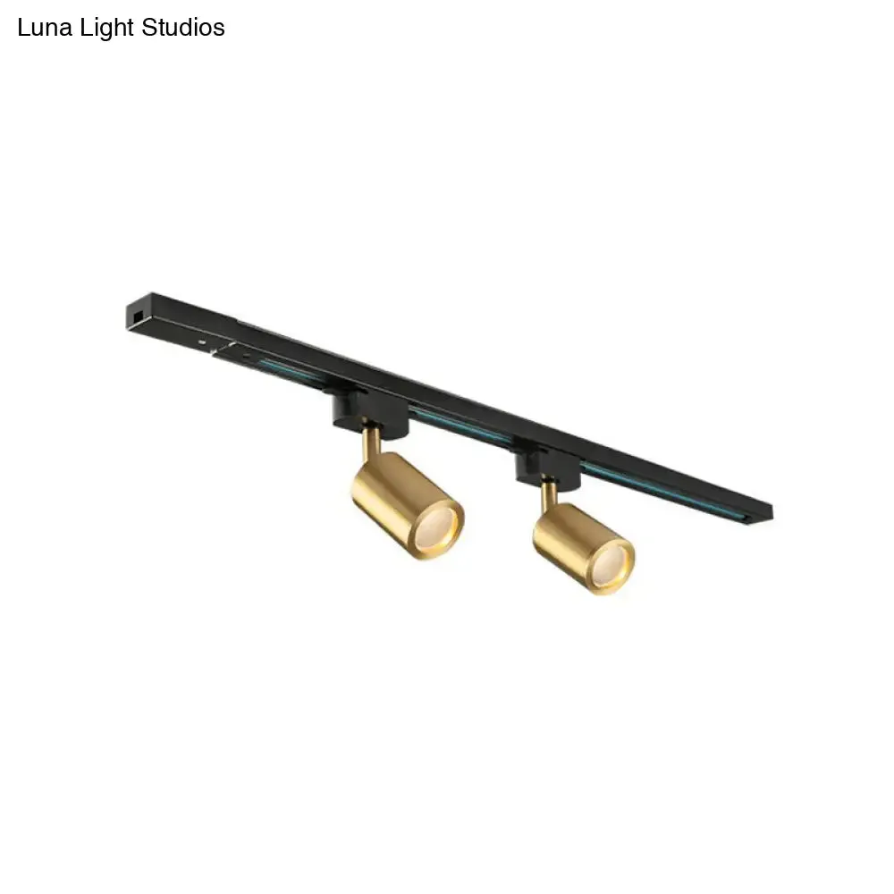 LED Tube Spotlight Track Lighting - Postmodern Metal Black & Gold Semi-Flush Ceiling Light