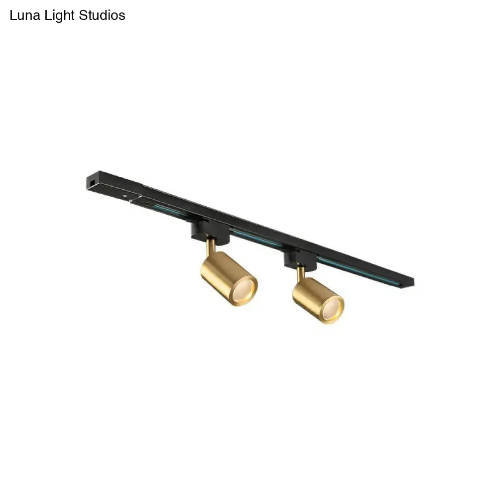 LED Tube Spotlight Track Lighting - Postmodern Metal Black & Gold Semi-Flush Ceiling Light