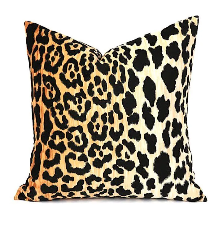 Leopard Velvet Cushion Cover / Velvet Cheetah Pillow / Animal Print  ZIPPER Pillow Cover / Jamil Natural Pillow / Hollywood Regency Pillow C