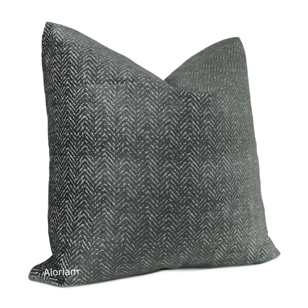 Liam Dark Gray Herringbone Chenille Pillow Cover