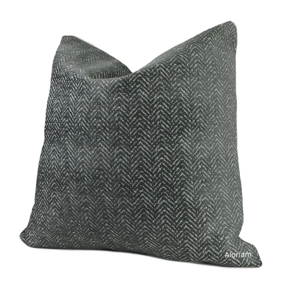 Liam Dark Gray Herringbone Chenille Pillow Cover