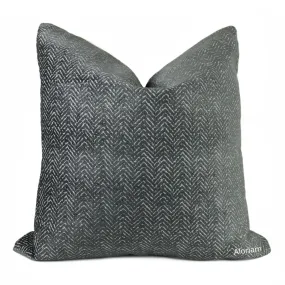 Liam Dark Gray Herringbone Chenille Pillow Cover