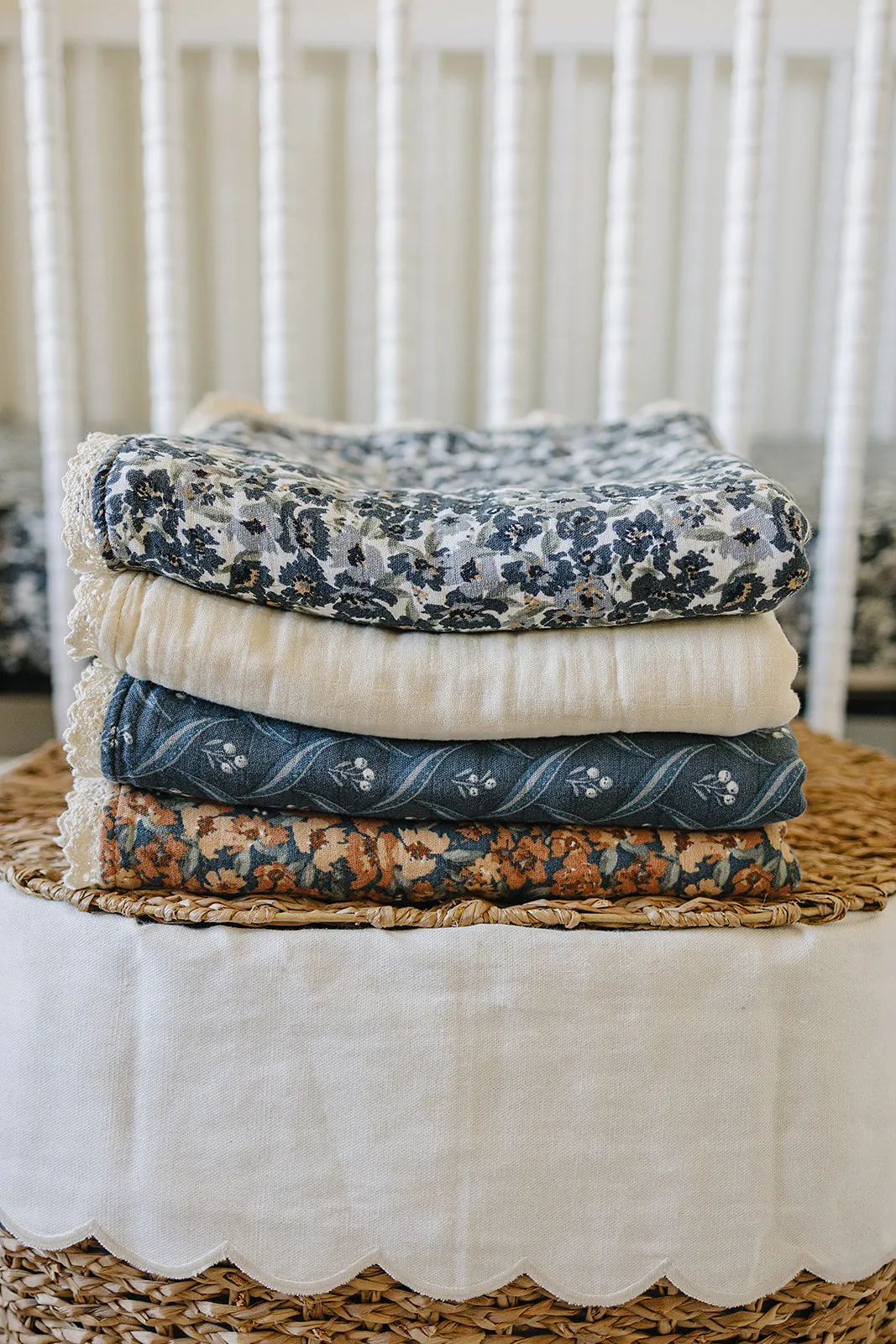 Liberty Floral   Coastal Plaid Lace Muslin Quilt