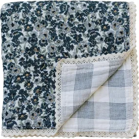 Liberty Floral   Coastal Plaid Lace Muslin Quilt