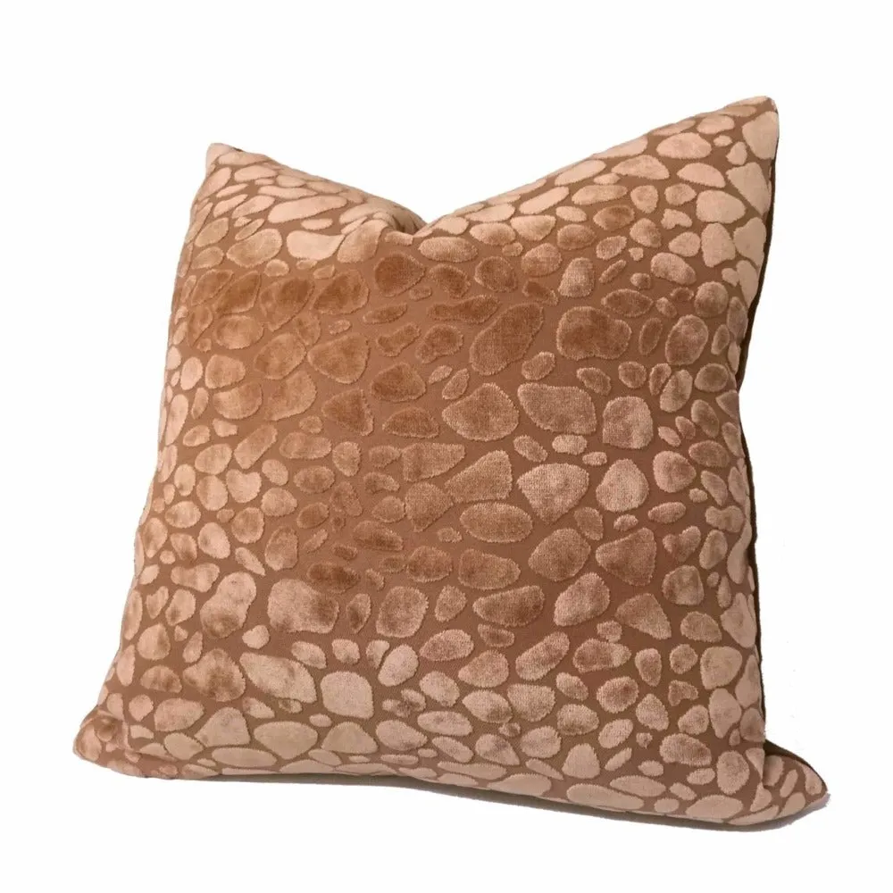 Malindi Adobe Tan Modern Animal Pebble Spot Velvet Pillow Cover