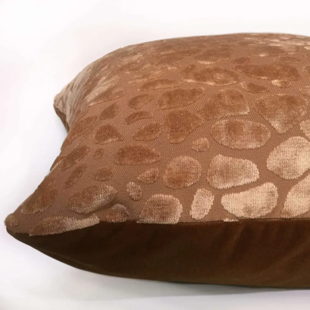 Malindi Adobe Tan Modern Animal Pebble Spot Velvet Pillow Cover