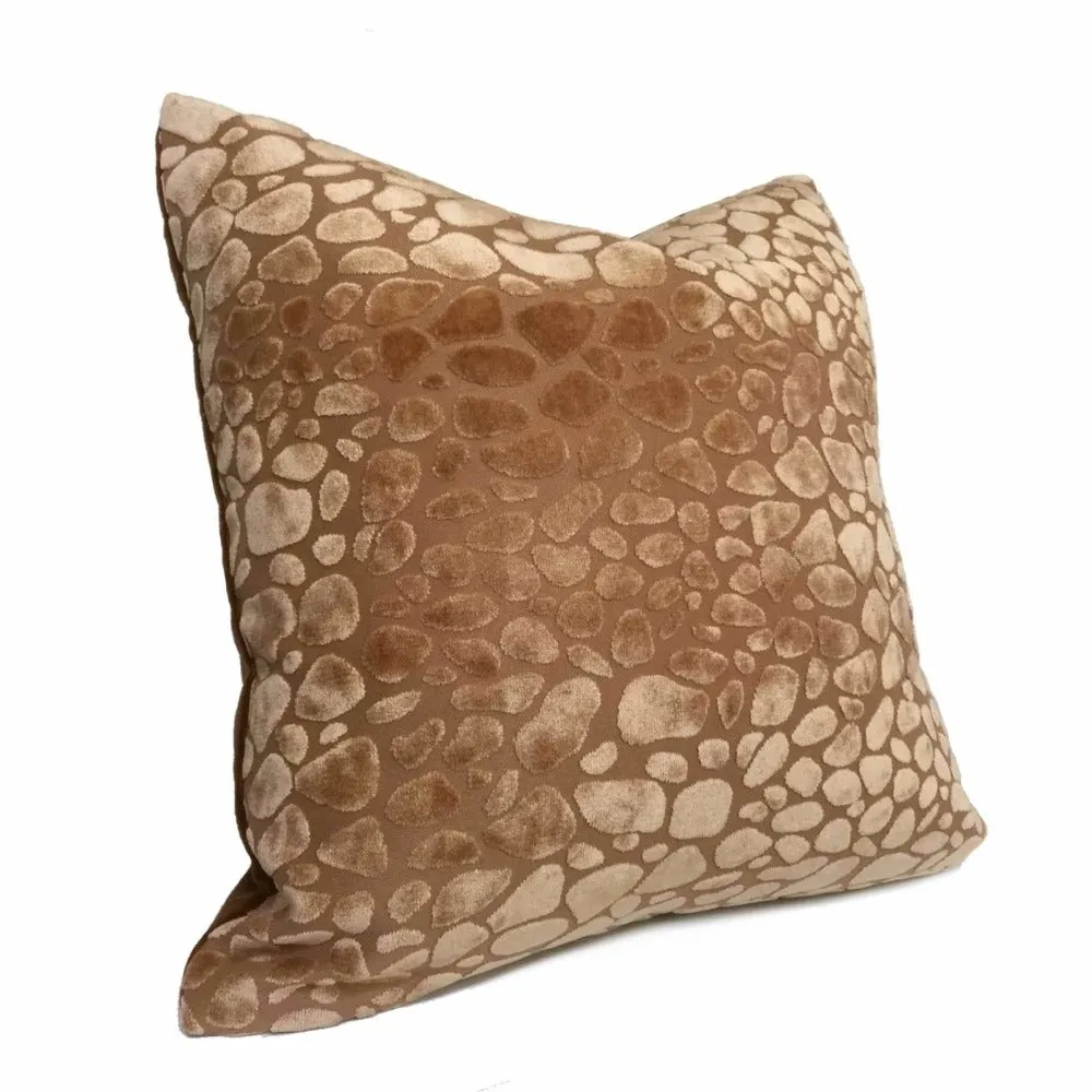 Malindi Adobe Tan Modern Animal Pebble Spot Velvet Pillow Cover