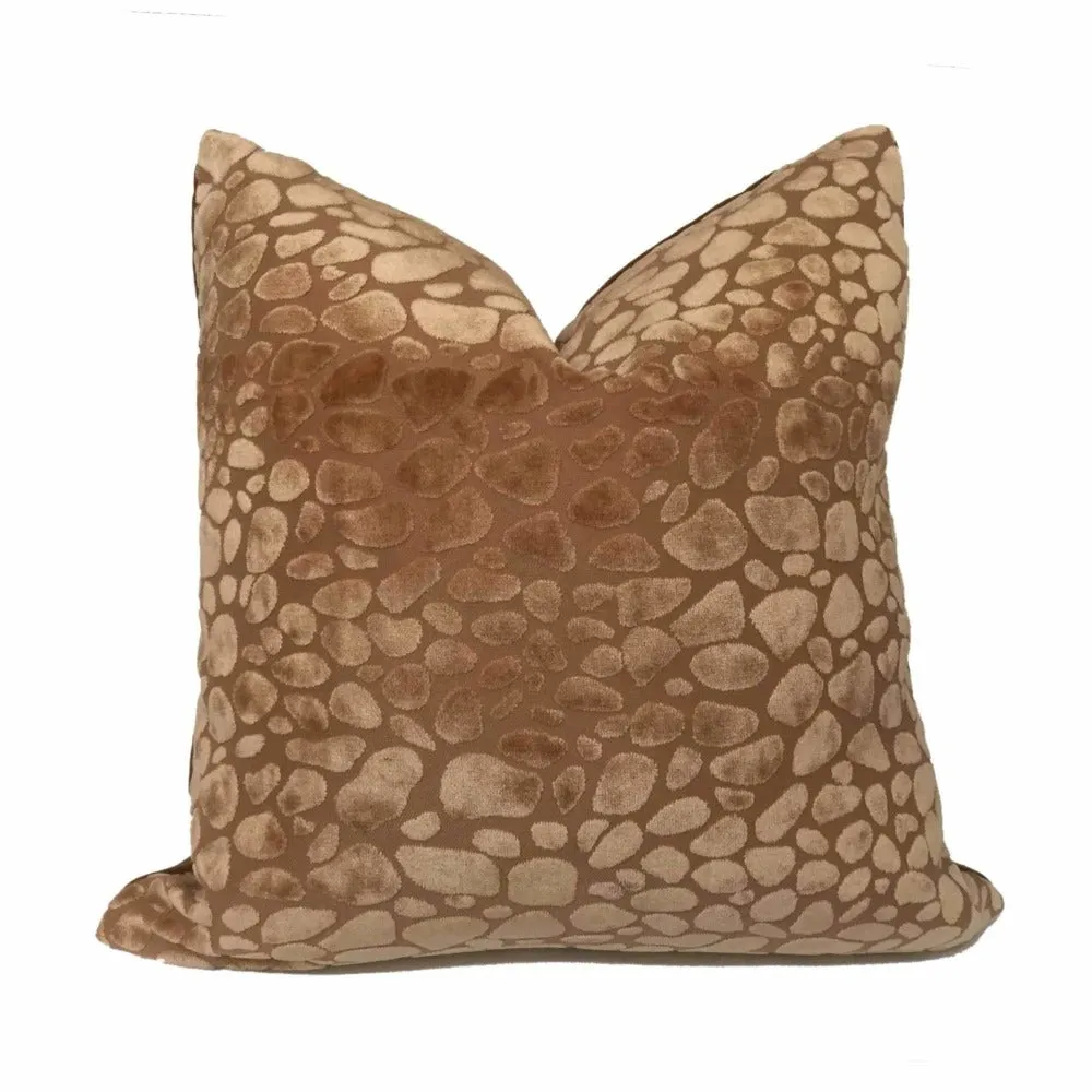 Malindi Adobe Tan Modern Animal Pebble Spot Velvet Pillow Cover