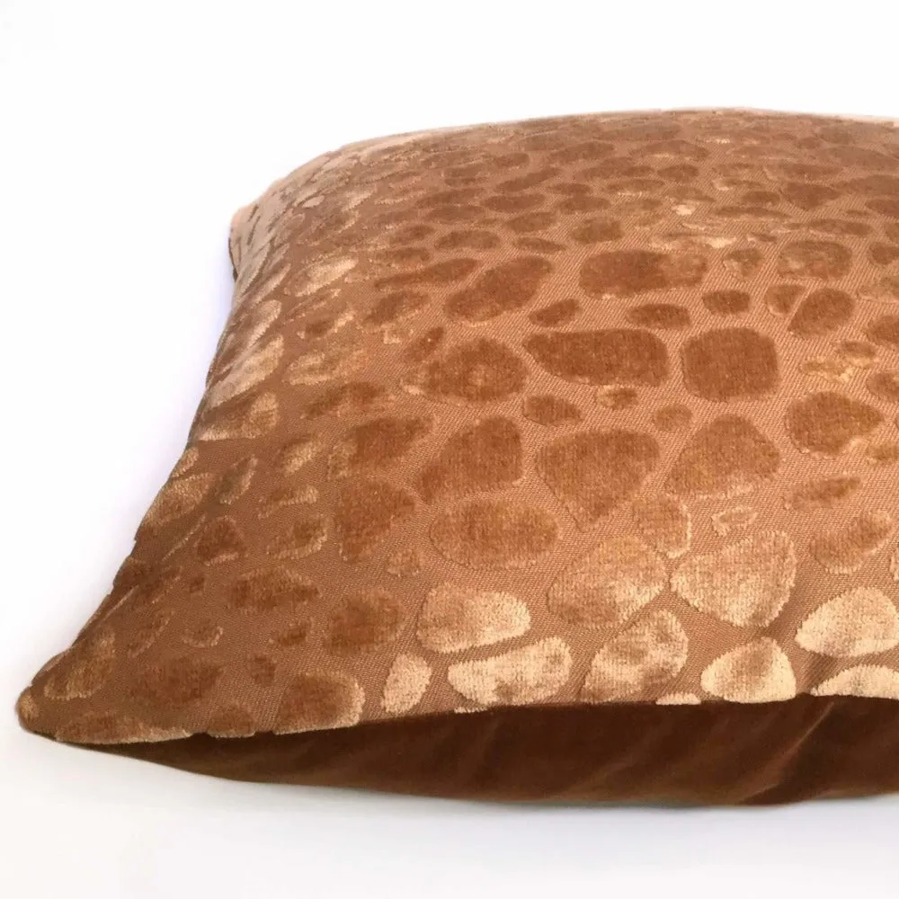 Malindi Adobe Tan Modern Animal Pebble Spot Velvet Pillow Cover