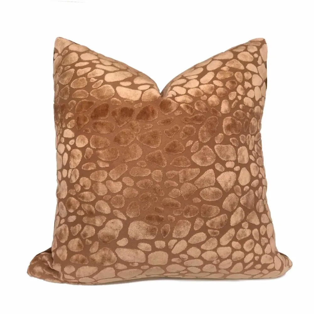 Malindi Adobe Tan Modern Animal Pebble Spot Velvet Pillow Cover