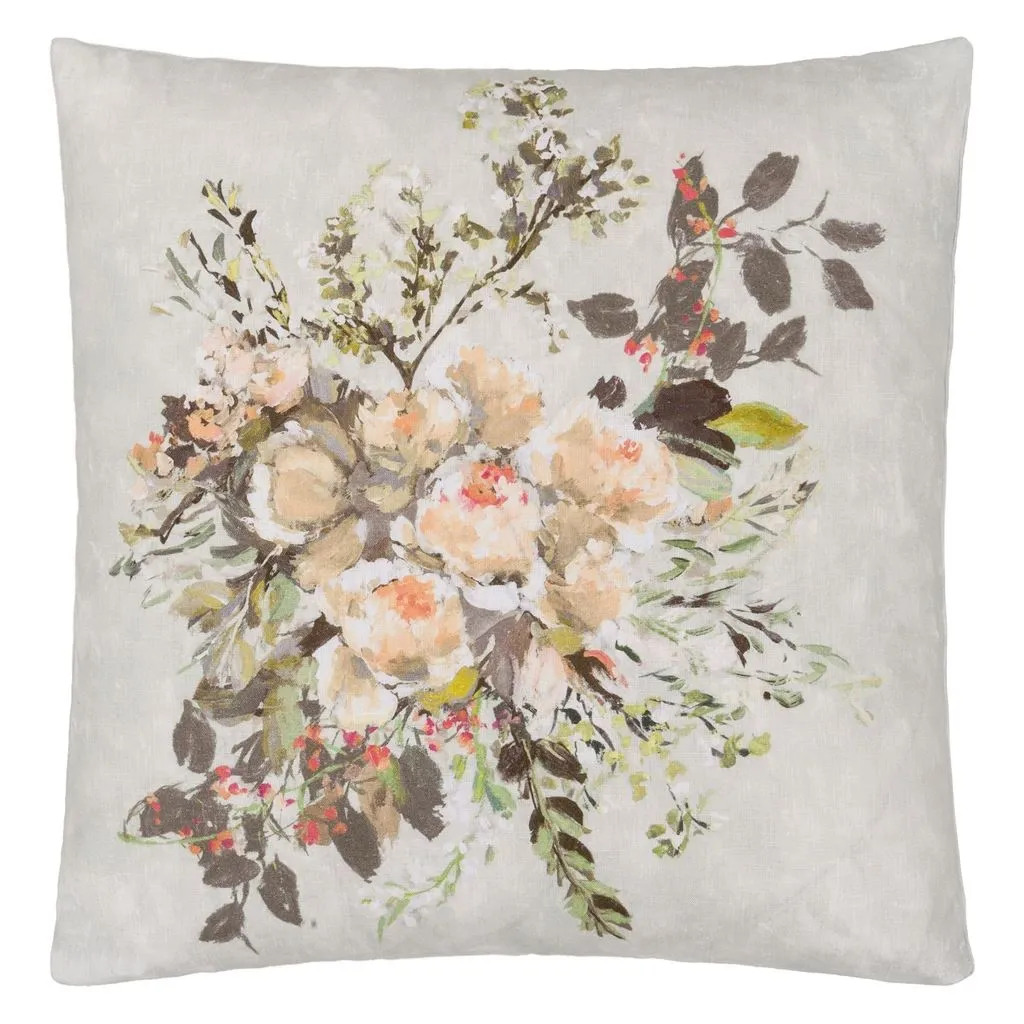 Margaretta Linen Sepia Throw Pillow by Designers Guild