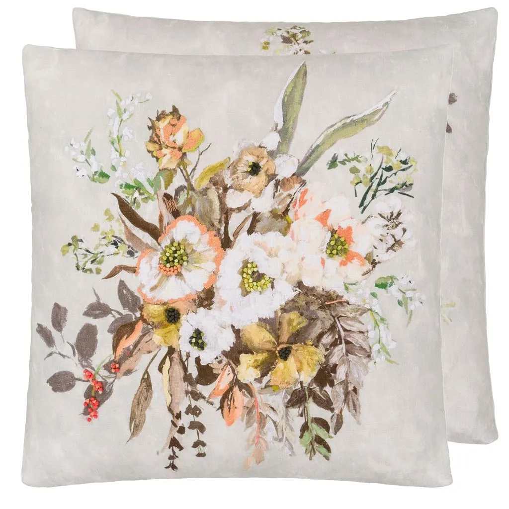 Margaretta Linen Sepia Throw Pillow by Designers Guild