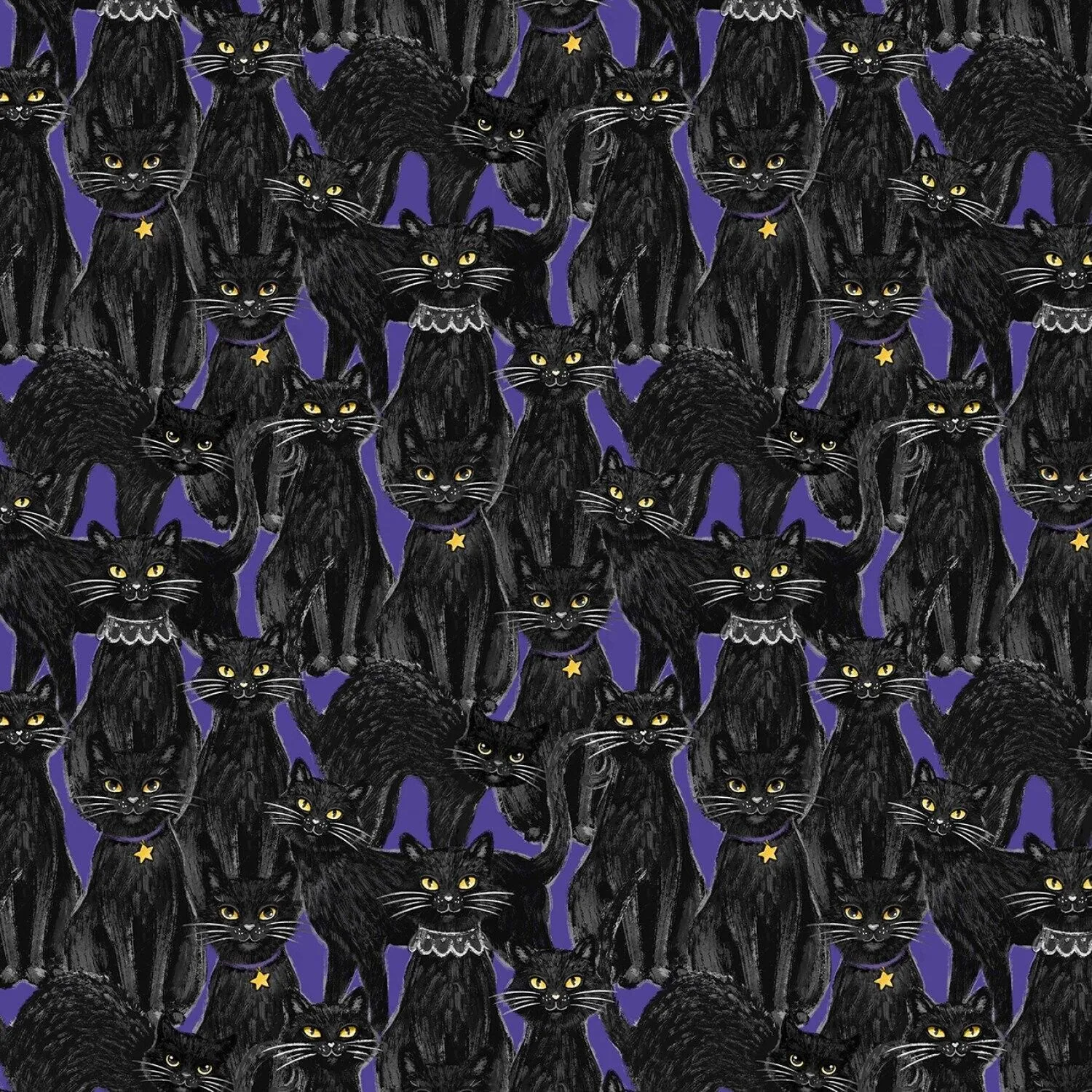 Meow-Gical Night | 10" Precut Squares | Michael Davis for Wilmington | 42pcs