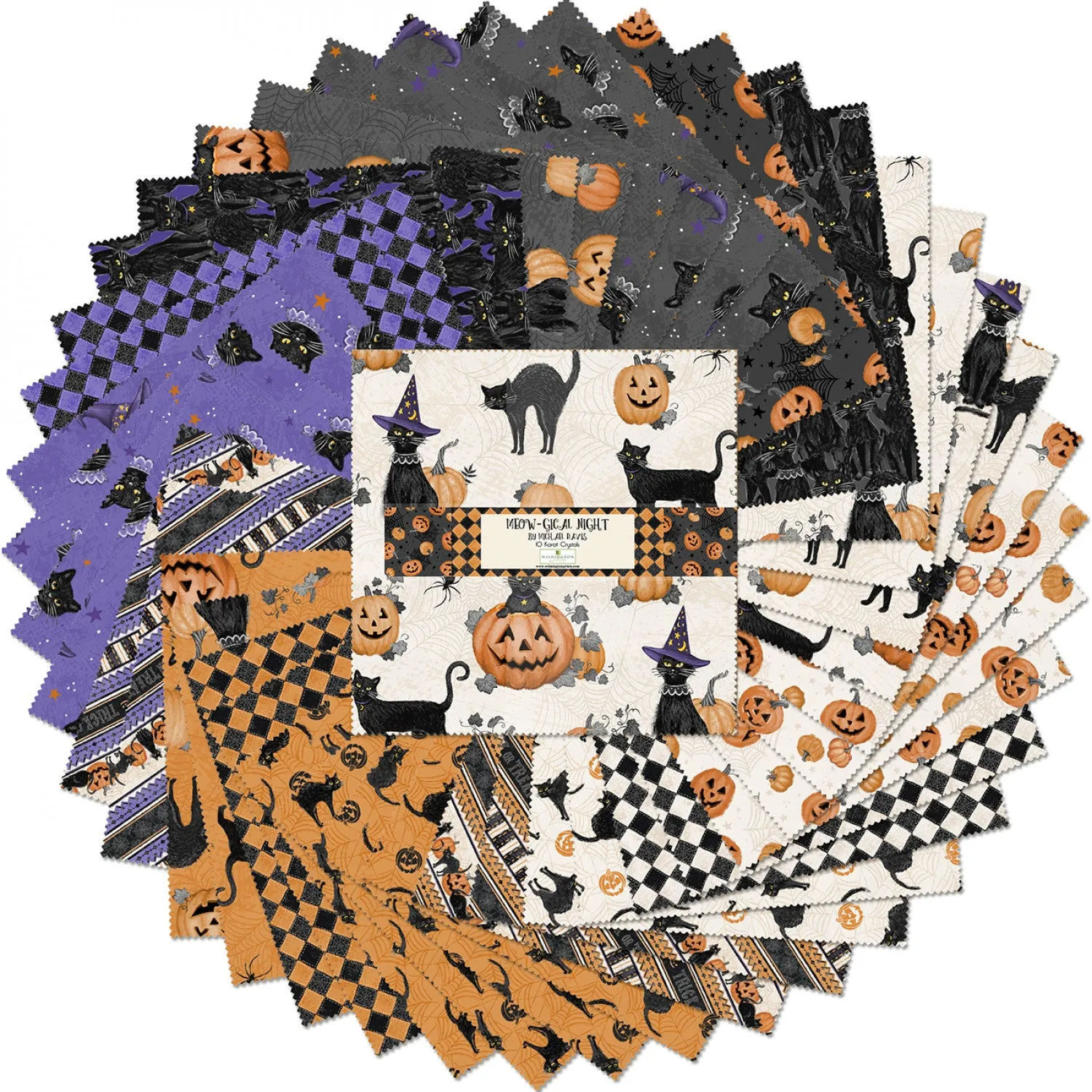 Meow-Gical Night | 10" Precut Squares | Michael Davis for Wilmington | 42pcs