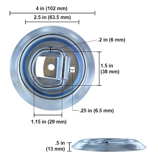 Mounting Ring Flush Mount Zinc Plated - 1,200 lbs. BS