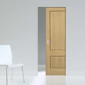 Oak Trent 2 Panel Absolute Evokit Pocket Door - Prefinished